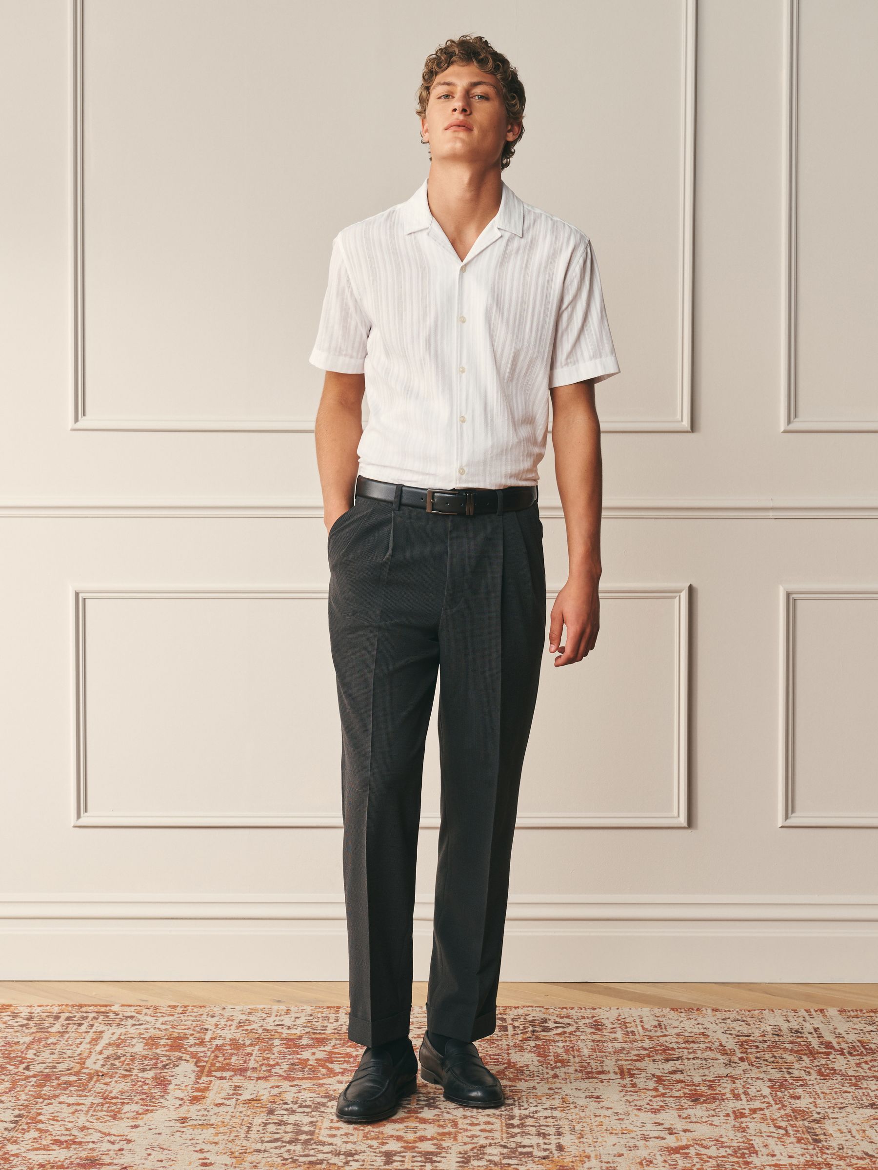 Buy White Stripe Regular Fit Cotton Long Sleeve Archive Collection