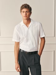 White Stripe Regular Fit Cotton Long Sleeve Archive Collection Shirt - Image 4 of 9