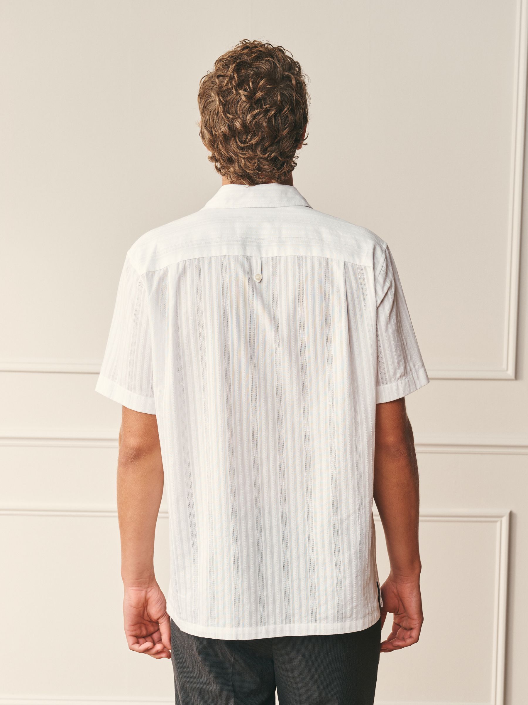 Buy White Stripe Regular Fit Cotton Long Sleeve Archive Collection