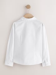 Blanc - Girls Long Sleeve Scalloped Lace Trim School Blouse 2 Pack (3-14yrs) - Image 3 de 5