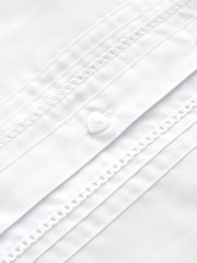 Blanc - Girls Long Sleeve Scalloped Lace Trim School Blouse 2 Pack (3-14yrs) - Image 5 de 5