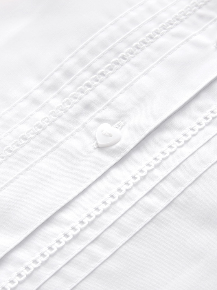 Blanc - Girls Long Sleeve Scalloped Lace Trim School Blouse 2 Pack (3-14yrs) - Image 5 de 5 Blanc - Girls Long Sleeve Scalloped Lace Trim School Blouse 2 Pack (3-14yrs) - Image 5 de 5