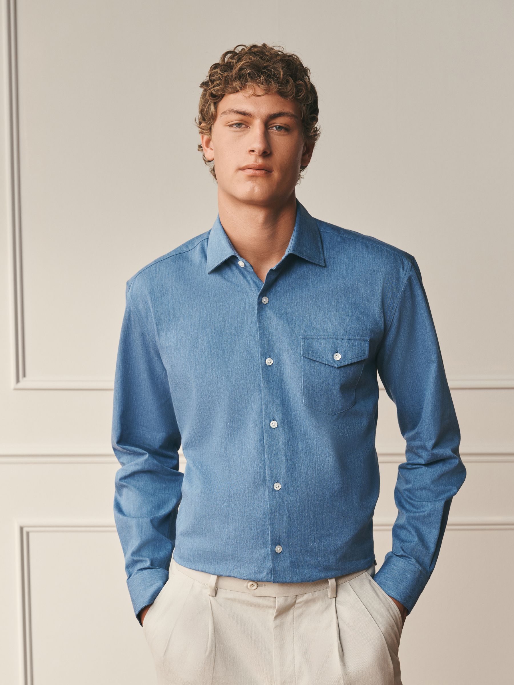 Buy Denim Blue Regular Fit Cotton Long Sleeve Archive Collection