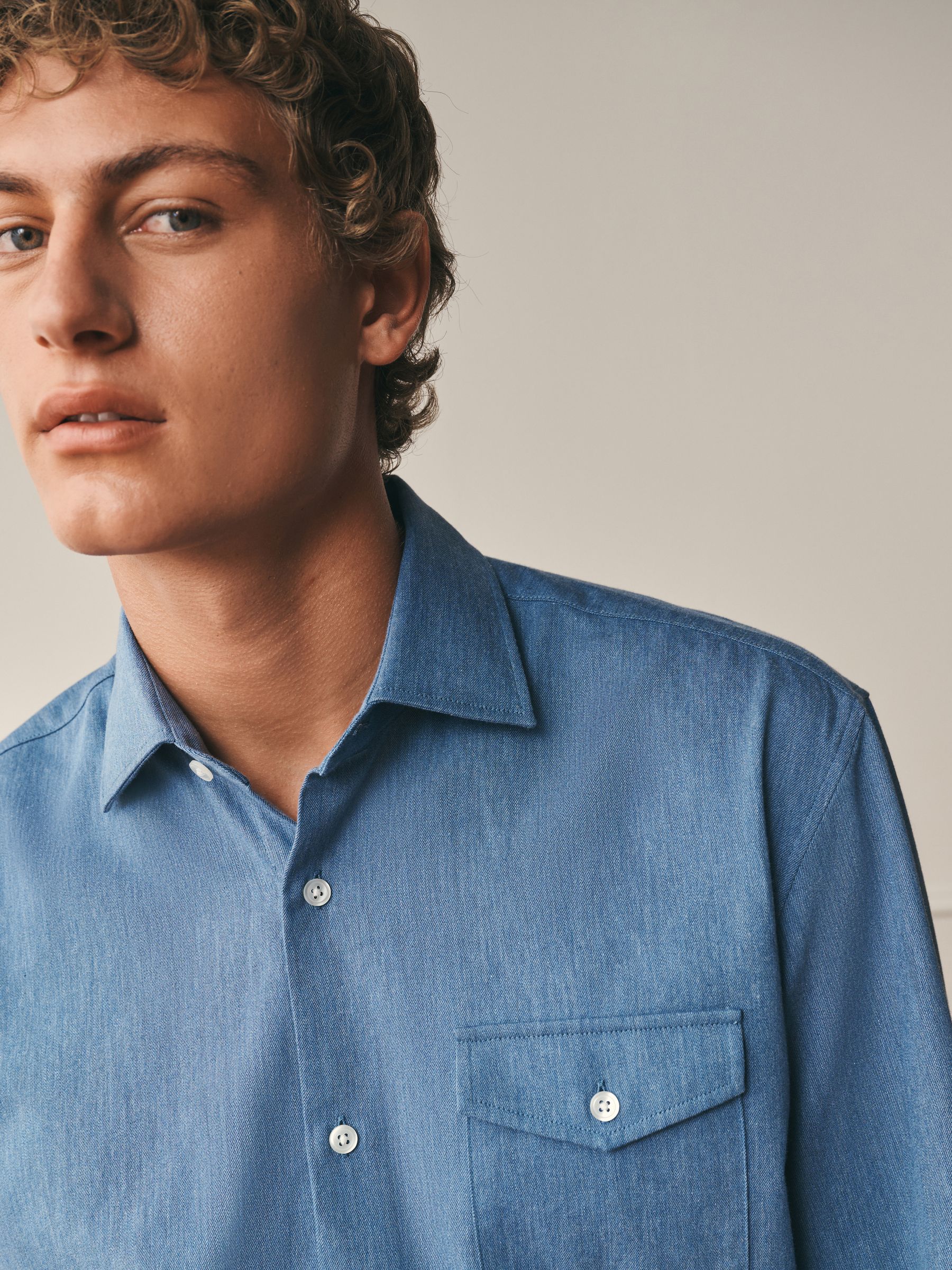 Buy Denim Blue Regular Fit Cotton Long Sleeve Archive Collection