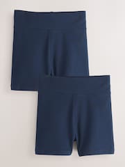Navy Blue Cotton Rich High Waist Stretch Cycle Shorts 2 Pack (3-16yrs) - Image 1 of 10