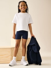 Navy Blue Cotton Rich High Waist Stretch Cycle Shorts 2 Pack (3-16yrs) - Image 3 of 10