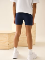Navy Blue Cotton Rich High Waist Stretch Cycle Shorts 2 Pack (3-16yrs) - Image 4 of 10