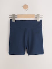 Navy Blue Cotton Rich High Waist Stretch Cycle Shorts 2 Pack (3-16yrs) - Image 6 of 10