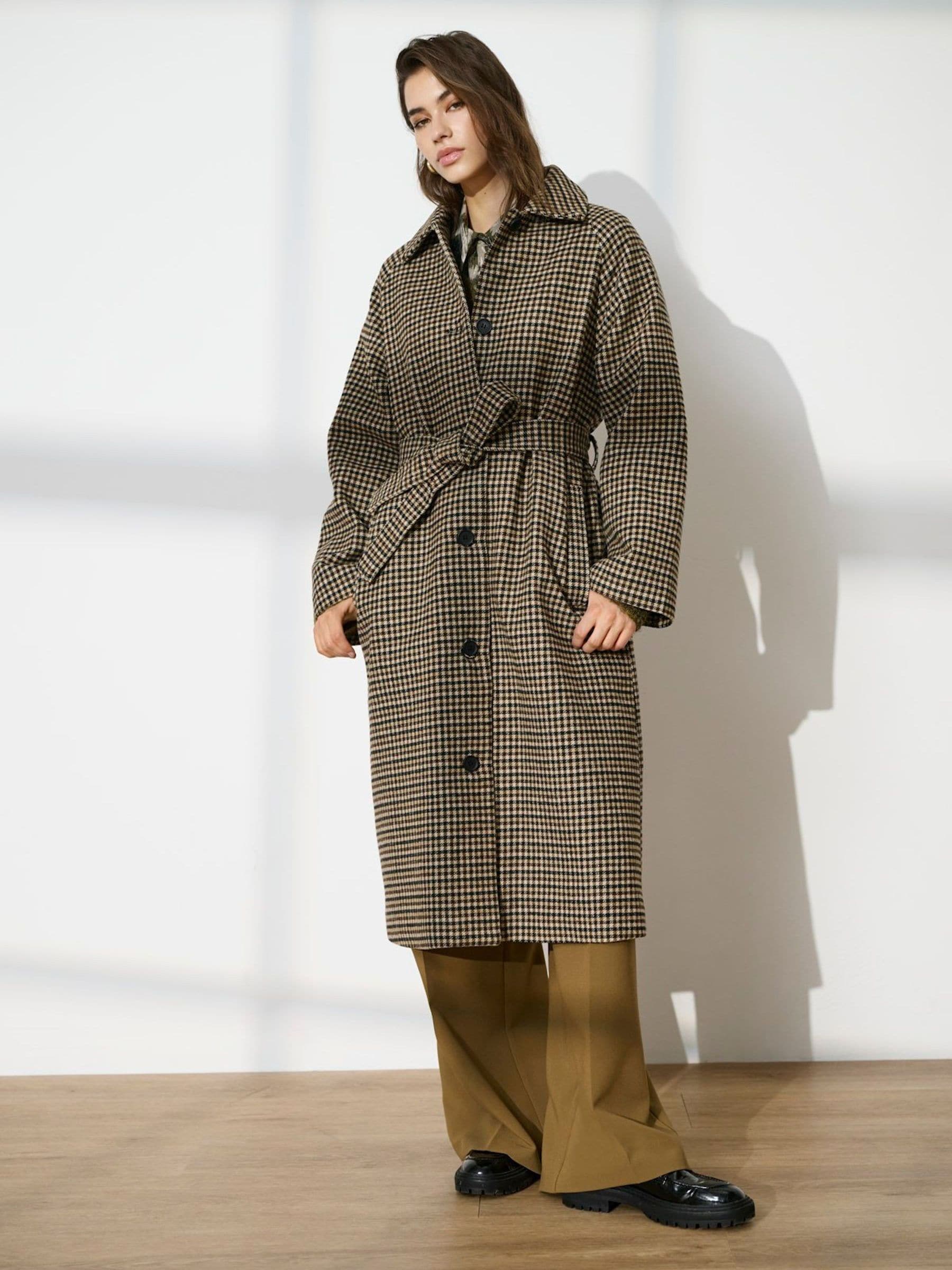 Buy JDY Brown Checked Belted Long Coat from Next Germany