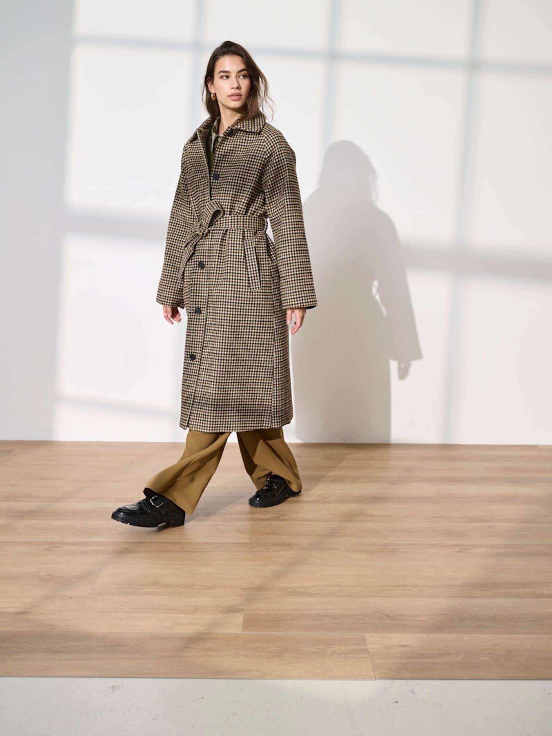 Buy JDY Brown Checked Belted Long Coat from the Next UK online shop