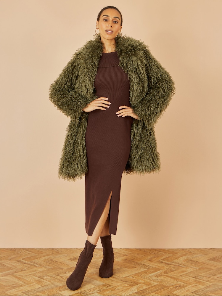 Yumi Green Luxe Long Hair Fur Coat - Image 2 of 5 Yumi Green Luxe Long Hair Fur Coat - Image 2 of 5