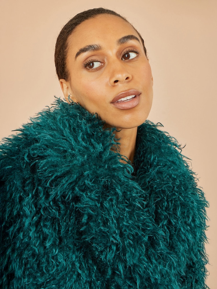 Yumi Blue Luxe Long Hair Fur Coat - Image 5 of 5 Yumi Blue Luxe Long Hair Fur Coat - Image 5 of 5