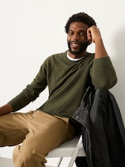 FatFace Rye Khaki Green Crew Neck Knitted Jumper - Image 4 of 6