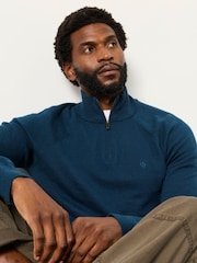 FatFace Rye Dark Teal Half Neck Knitted Jumper - Image 4 of 6