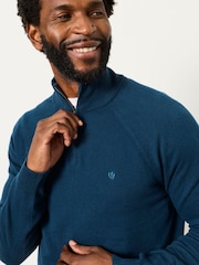 FatFace Rye Dark Teal Half Neck Knitted Jumper - Image 5 of 6