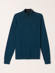 FatFace Rye Dark Teal Half Neck Knitted Jumper - Image 6 of 6