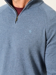 FatFace Rye Blue Denim Half Neck Knitted Jumper - Image 3 of 5