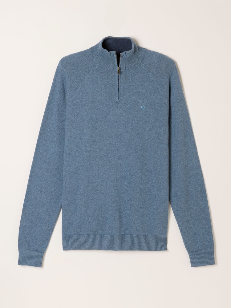 FatFace Rye Blue Denim Half Neck Knitted Jumper - Image 5 of 5 FatFace Rye Blue Denim Half Neck Knitted Jumper - Image 5 of 5