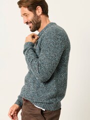 FatFace Penton Teal Blue Crew Neck Jumper - Image 2 of 7