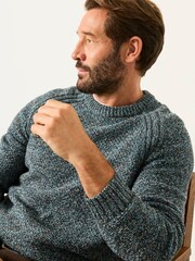 FatFace Penton Teal Blue Crew Neck Jumper - Image 4 of 7