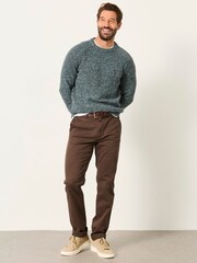 FatFace Penton Teal Blue Crew Neck Jumper - Image 5 of 7