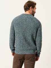 FatFace Penton Teal Blue Crew Neck Jumper - Image 6 of 7