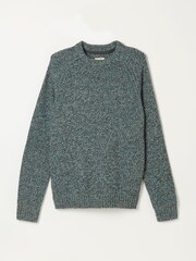 FatFace Penton Teal Blue Crew Neck Jumper - Image 7 of 7