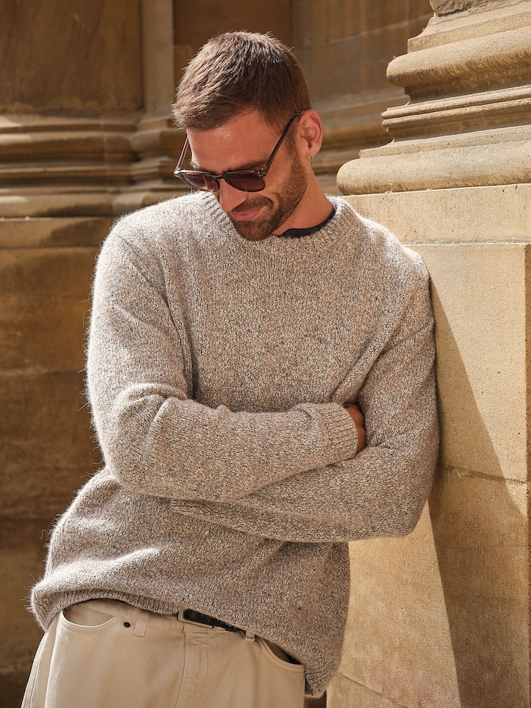 FatFace Milport Natural Knitted Crew Neck Jumper - Image 1 of 7 FatFace Milport Natural Knitted Crew Neck Jumper - Image 1 of 7