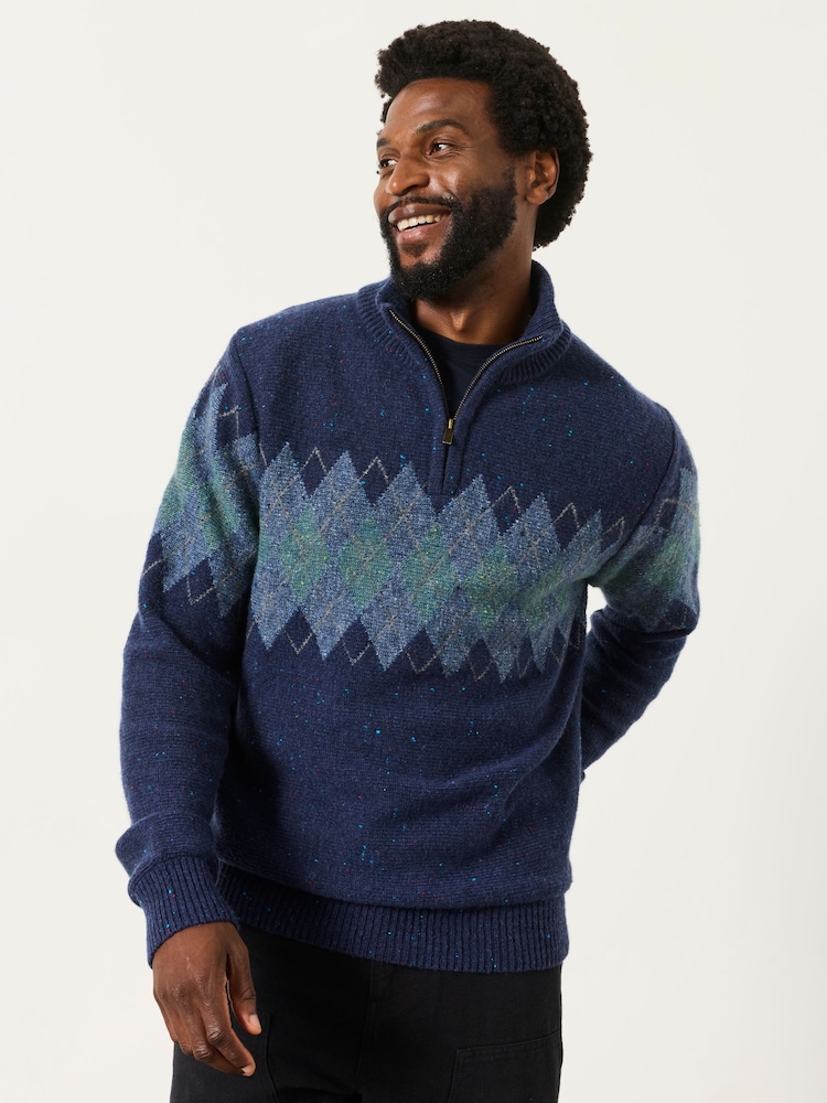 FatFace Quarter Zip Knitted Jumper - Bild 1 von 4 FatFace Quarter Zip Knitted Jumper - Bild 1 von 4