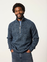 FatFace Blue Deanston Half Neck Knitted Jumper - Image 1 of 6