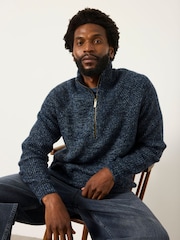 FatFace Blue Deanston Half Neck Knitted Jumper - Image 5 of 6