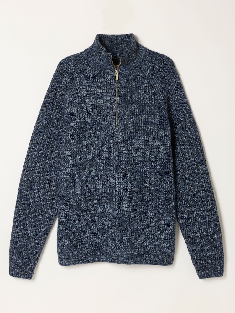 FatFace Blue Deanston Half Neck Knitted Jumper - Image 6 of 6