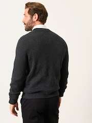 FatFace Ashurst Charcoal Grey Knitted Zip Front Bomber Jacket - Image 2 of 5