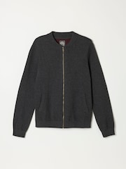 FatFace Ashurst Charcoal Grey Knitted Zip Front Bomber Jacket - Image 5 of 5