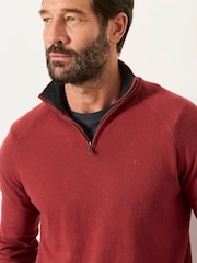 FatFace Rye Red Half Neck Knitted Jumper - Image 3 of 6