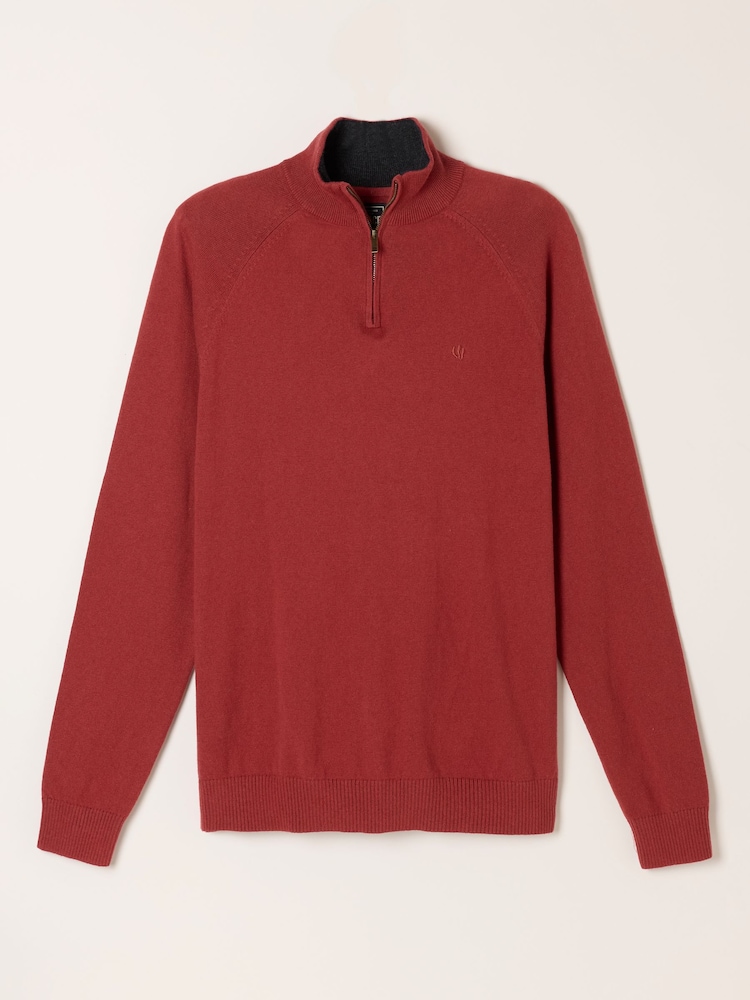 FatFace Rye Red Half Neck Knitted Jumper - Image 6 of 6