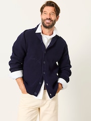 FatFace Ember Navy Shawl Neck Knitted Cardigan - Image 4 of 5