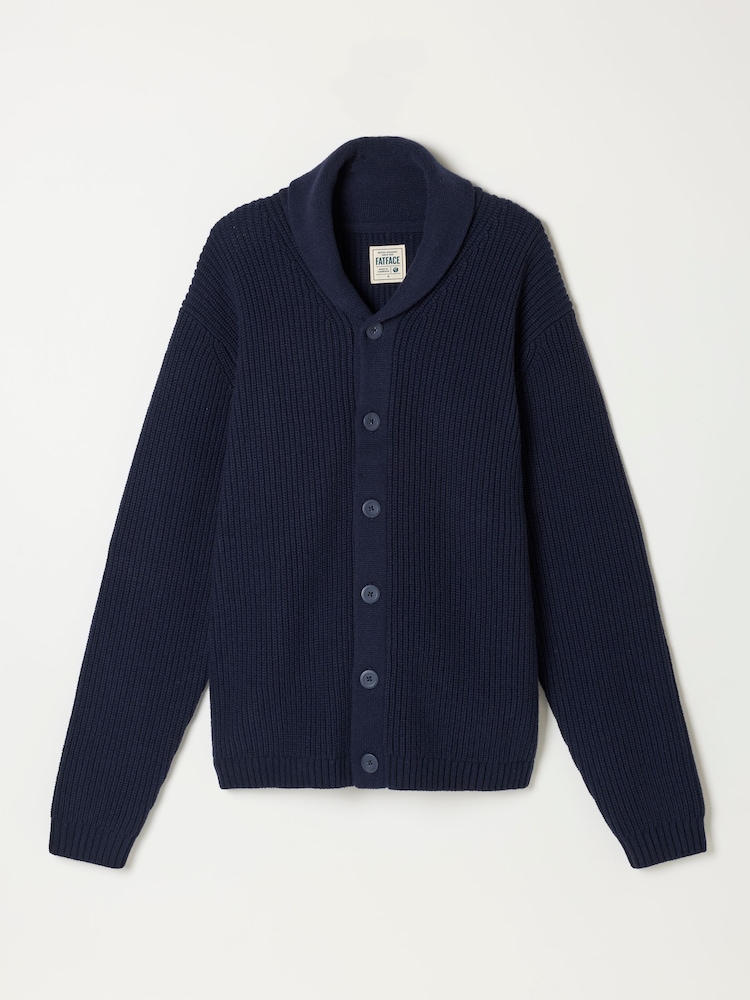 FatFace Ember Navy Shawl Neck Knitted Cardigan - Image 5 of 5 FatFace Ember Navy Shawl Neck Knitted Cardigan - Image 5 of 5