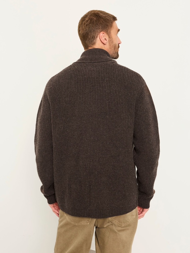 FatFace Ember Chocolate Brown Shawl Neck Knitted Cardigan - Image 2 of 5 FatFace Ember Chocolate Brown Shawl Neck Knitted Cardigan - Image 2 of 5