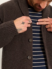 FatFace Ember Chocolate Brown Shawl Neck Knitted Cardigan - Image 3 of 5