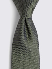 MOSS Olive Green Textured Tie - Image 2 of 2