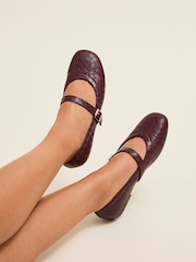 Linzi Red Routine Woven Effect Ballet Flats - Image 6 of 6