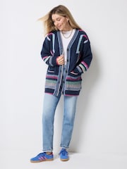 SCAMP & DUDE Blue Longline Cardigan with Rainbow Statement Bolt - Image 1 of 5