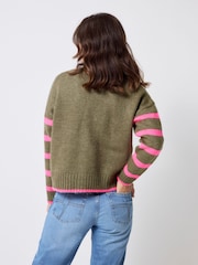 SCAMP & DUDE Green Cardigan with Stripe - Image 2 of 5