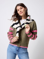 SCAMP & DUDE Green Cardigan with Stripe - Image 3 of 5