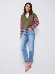 SCAMP & DUDE Green Cardigan with Stripe - Image 4 of 5