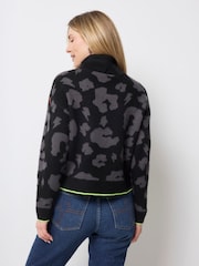 SCAMP & DUDE Black Knitted Turtle Neck Jumper with Mega Leopard & Lightning Bolt - Image 2 of 4