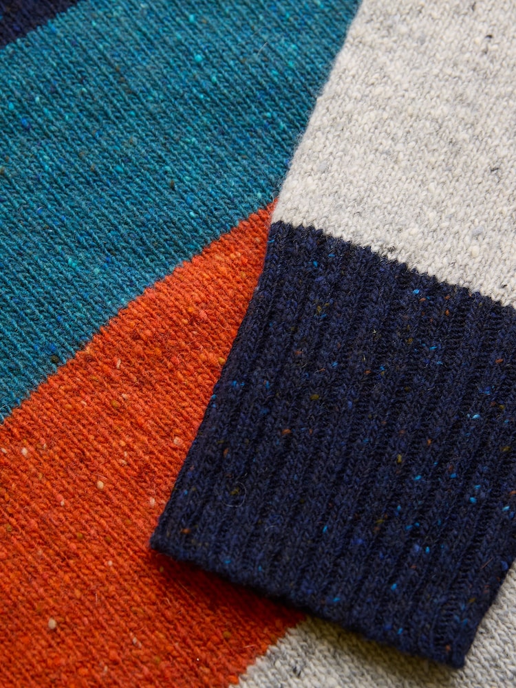 Celtic & Co. Blue Donegal Colourblock Funnel Neck Jumper - صورة 4 من 4 Celtic & Co. Blue Donegal Colourblock Funnel Neck Jumper - صورة 4 من 4