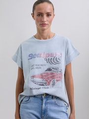 Scalpers Blue Car Print T-Shirt - Image 2 of 5