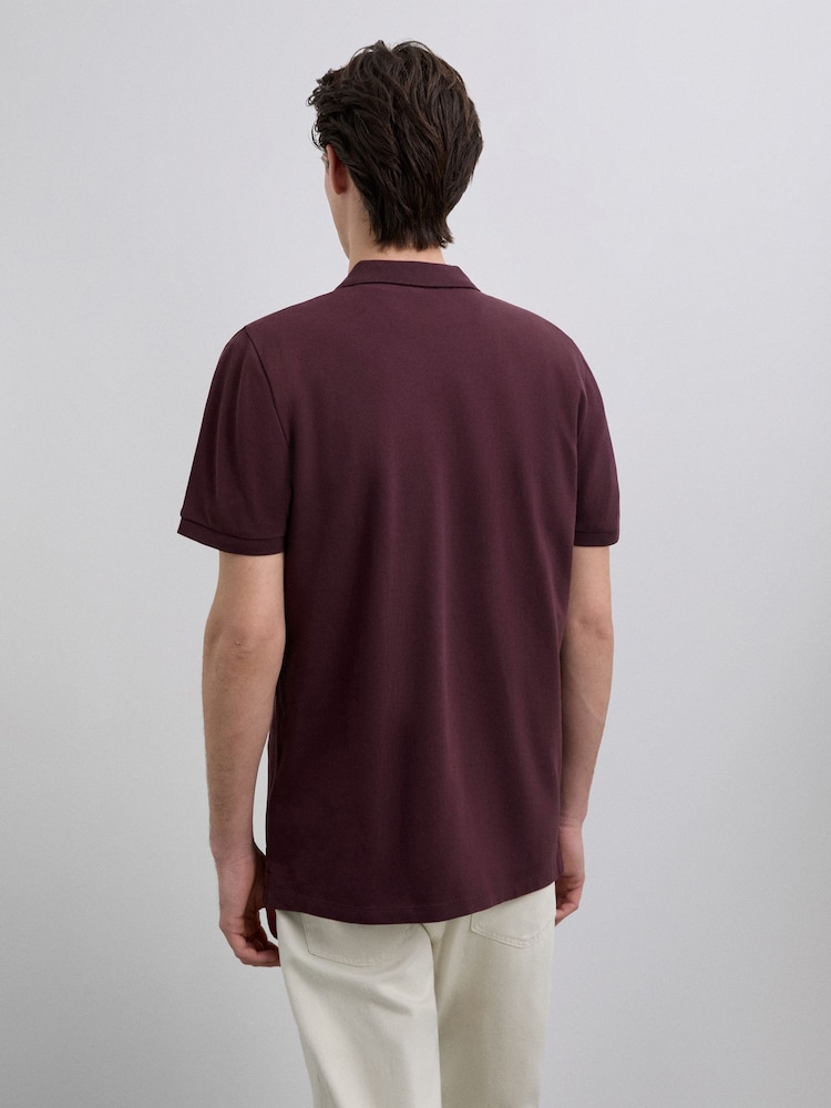 Scalpers Red Basic Skull Polo Shirt - Image 2 of 4 Scalpers Red Basic Skull Polo Shirt - Image 2 of 4